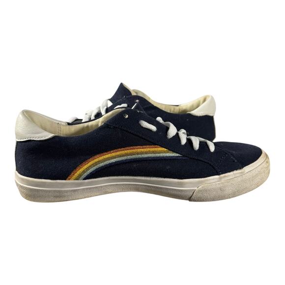 Madewell Sidewalk Low-Top Rainbow Embroidered Blue Canvas Sneaker Shoes Size 8 M - Picture 8 of 9